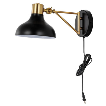 Lynn 15" Swing Arm Modern Midcentury Iron USB Charging Port LED Sconce - JONATHAN Y